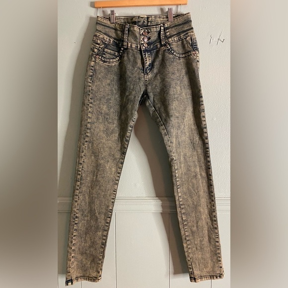 Kalowa Distressed Grunge Dark Color Girls Juniors Size 13 Jeans - Picture 1 of 9